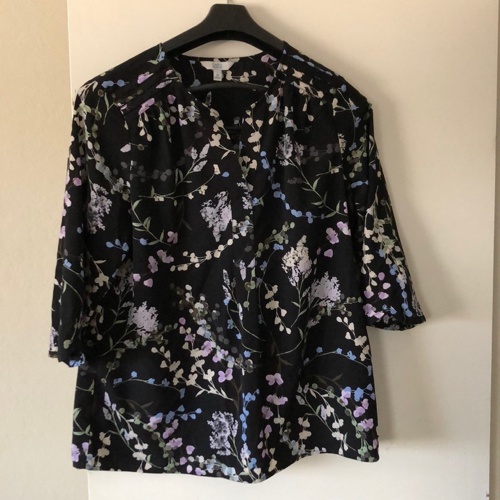 Black blouse with flowers